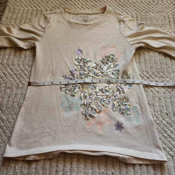 ❄️ Wonder Nation Girls Sequin Snowflake Long Sleeve Top – Size LG (10–12) - Picture 12 of 13